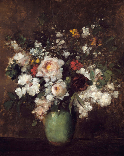 FLOWERS IN A GREEN VASE