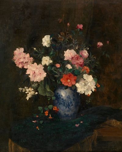 FLOWERS IN BLUE VASE