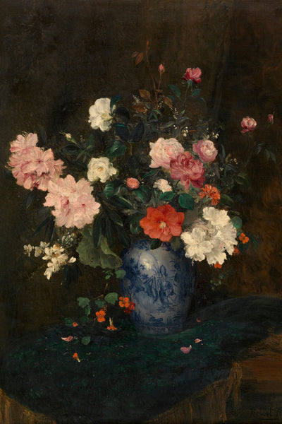 FLOWERS IN BLUE VASE