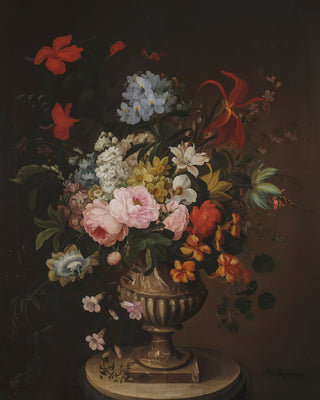 FLOWERS IN PEDESTAL VASE