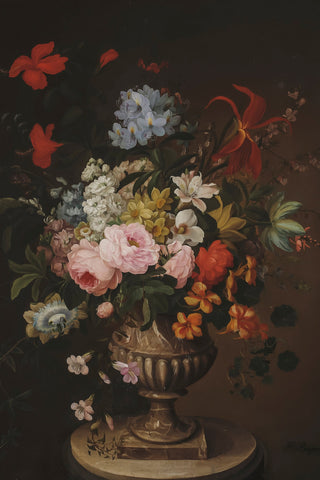 FLOWERS IN PEDESTAL VASE