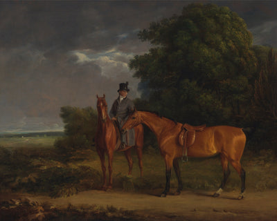 GROOM AND TWO HORSES